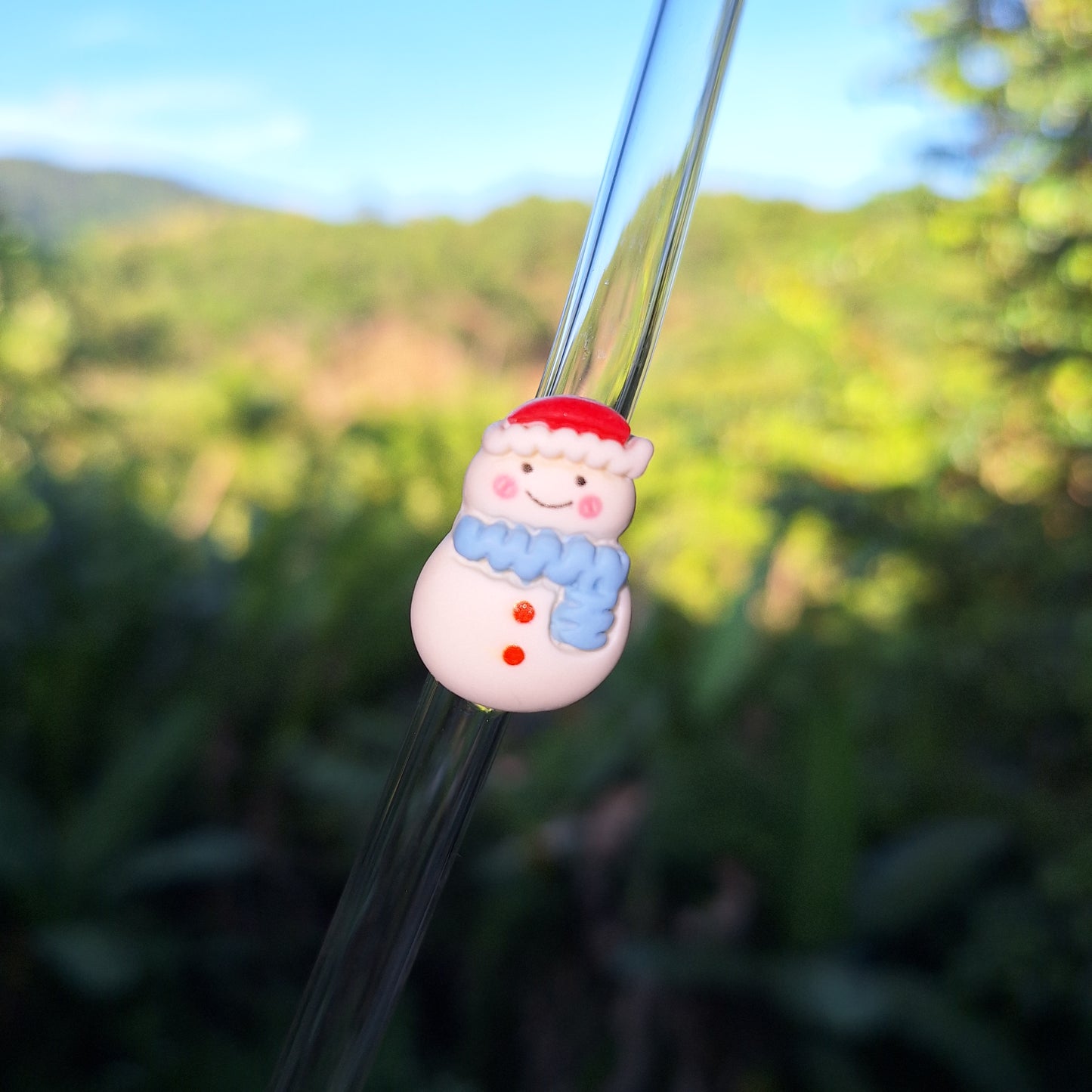 Snowman Glass Straw