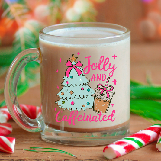 Jolly and Caffeinated Glass Mug (Green)