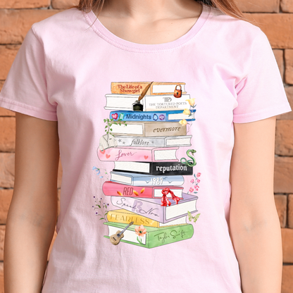 Taylor Albums Books Tshirt UPDATED WITH LIFE OF A SHOWGIRL