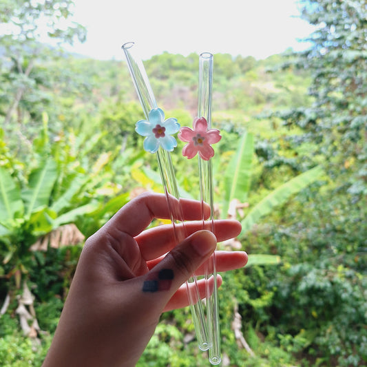 Cherry Blossom Glass Straw