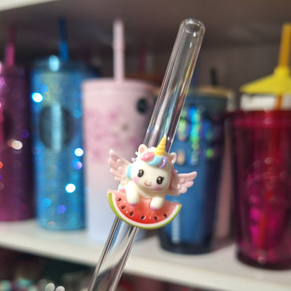 Angel Unicorn Glass Straw