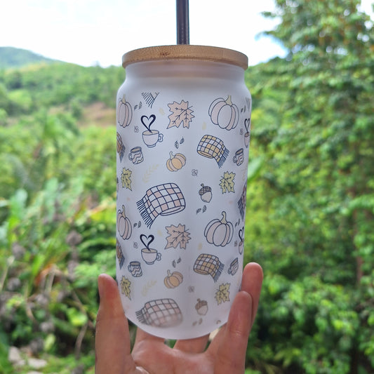 Cozy Fall Can Glass