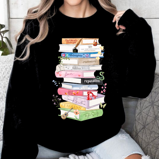 Taylor Albums Books Sweatshirt UPDATED WITH LIFE OF A SHOWGIRL