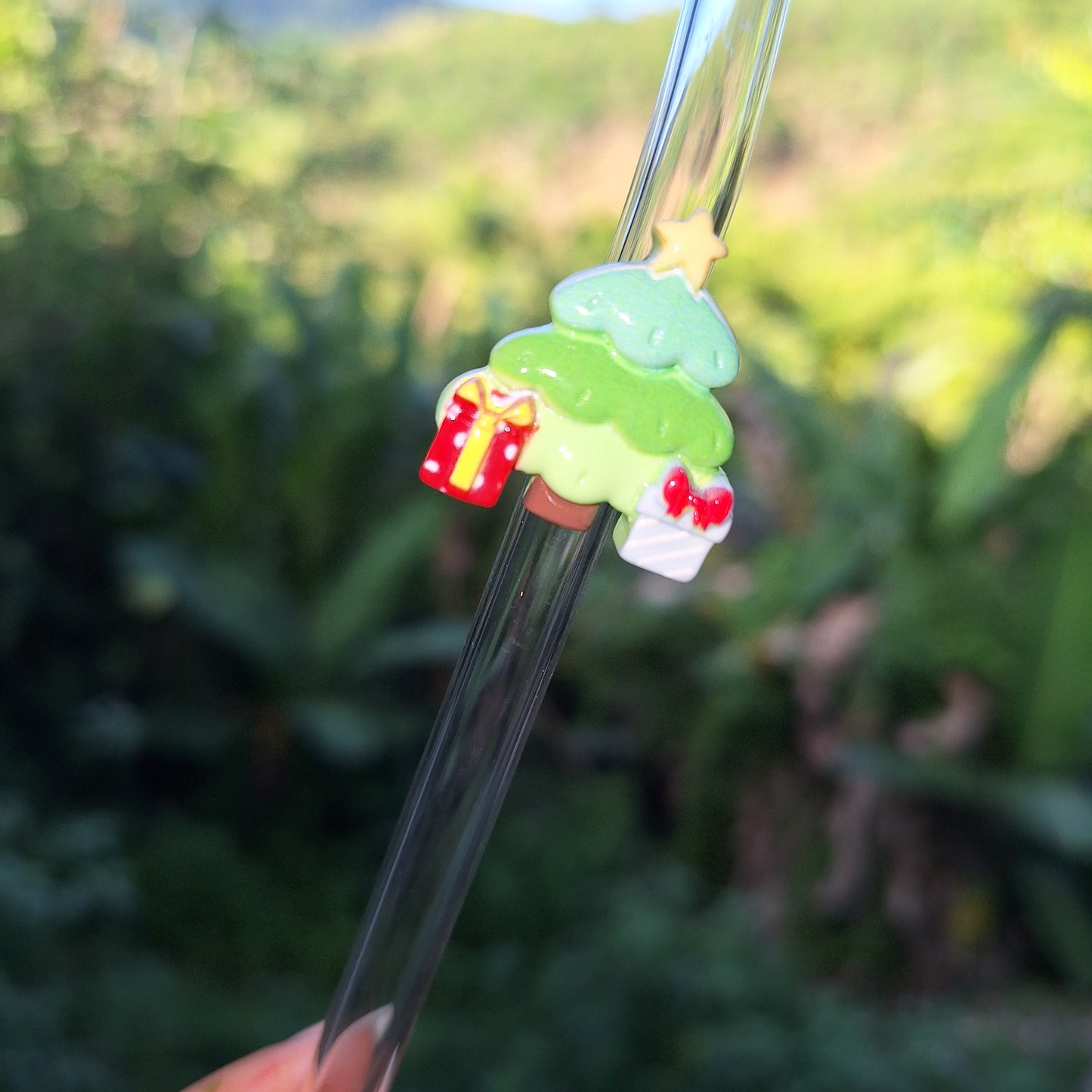 Christmas Tree Glass Straw