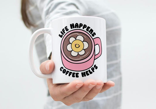 Life Happens Coffee Helps 11oz Mug
