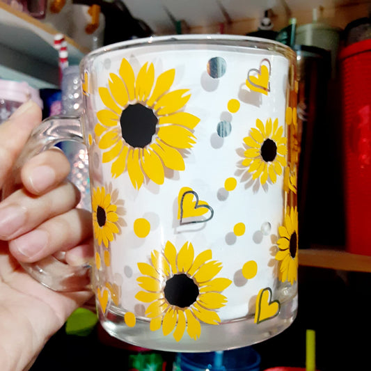 Yellow Sunflower Glass Mug